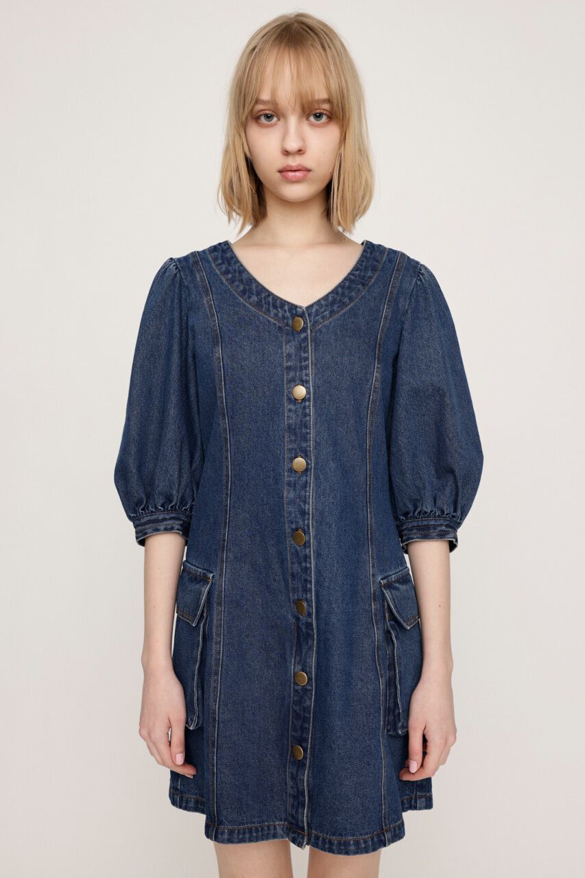 SLY「V NECK DENIM ショートワンピース」|ワンピース|