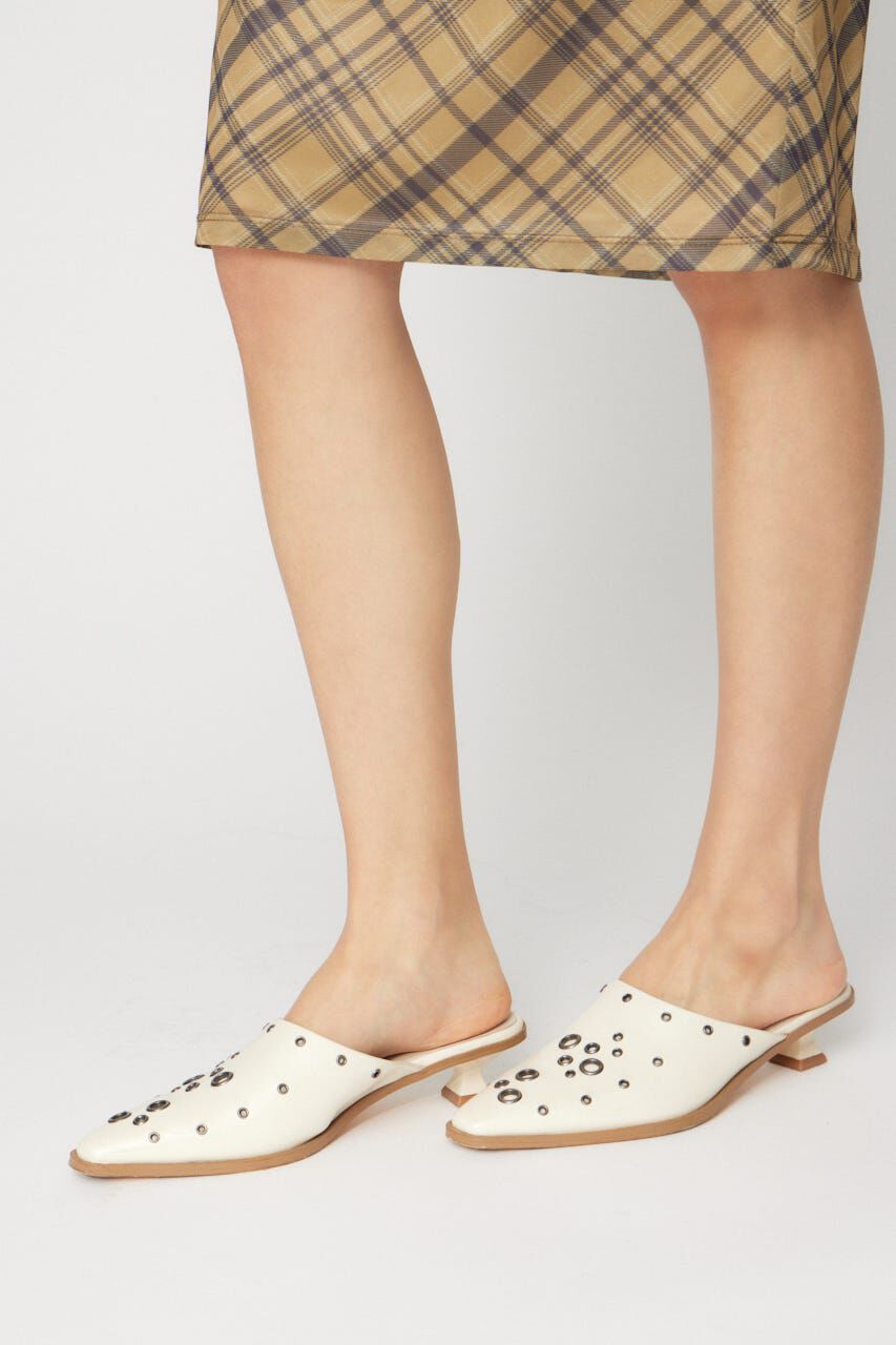 LAGUA GEM「EYELET KITTEN HEEL ミュール」|パンプス|