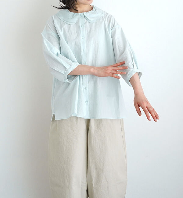 オオカミとフクロウ「オオカミと月星の遊園地&ldquo;ブラウス&rdquo;」|シャツ・ブラウス|ブルー