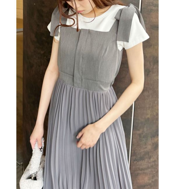 CALNAMUR「PLEATS DOCKING OP/プリーツドッキングミニワンピース」|ワンピース|