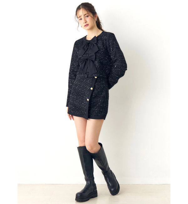 CALNAMUR「カットラメツイードラップ調スカート」|スカート|