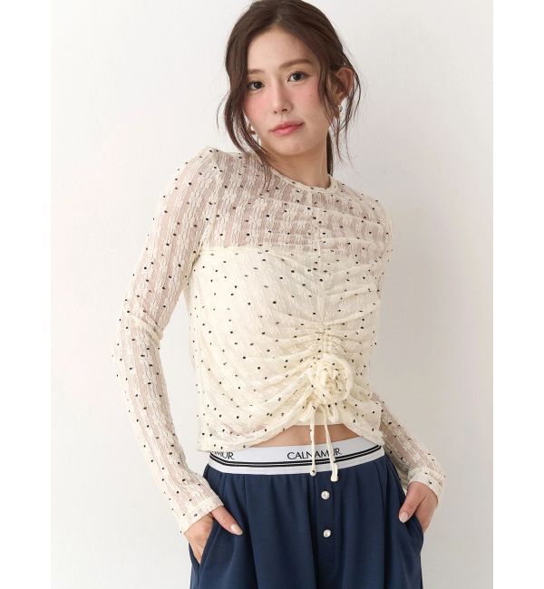 CALNAMUR「ドットフラワージャカードトップス」|Tシャツ・カットソー|