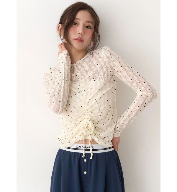 CALNAMUR「ドットフラワージャカードトップス」|Tシャツ・カットソー|