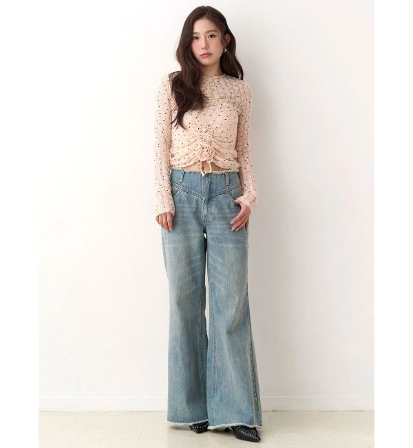 CALNAMUR「ドットフラワージャカードトップス」|Tシャツ・カットソー|
