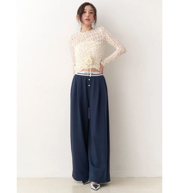 CALNAMUR「ドットフラワージャカードトップス」|Tシャツ・カットソー|