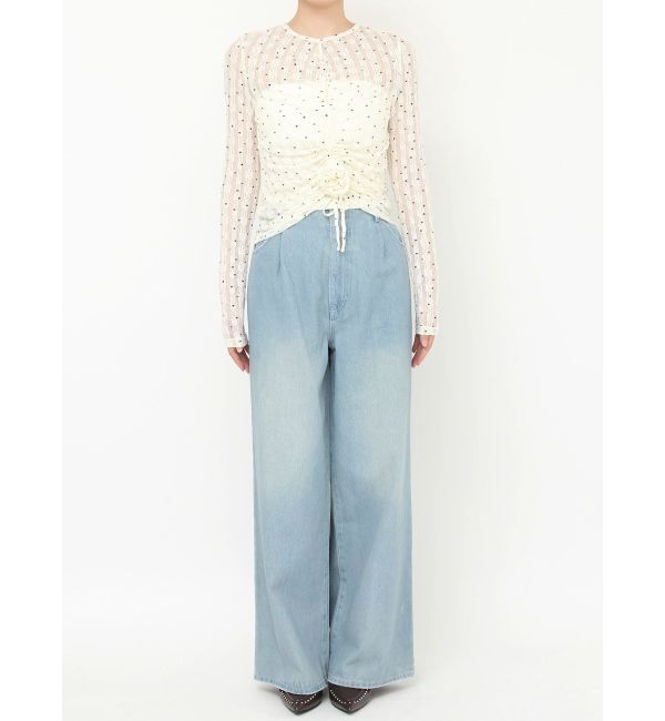 CALNAMUR「ドットフラワージャカードトップス」|Tシャツ・カットソー|