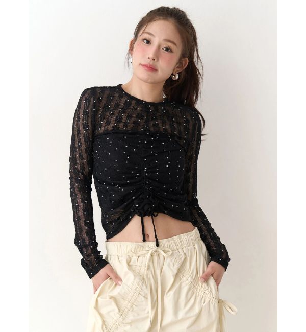 CALNAMUR「ドットフラワージャカードトップス」|Tシャツ・カットソー|