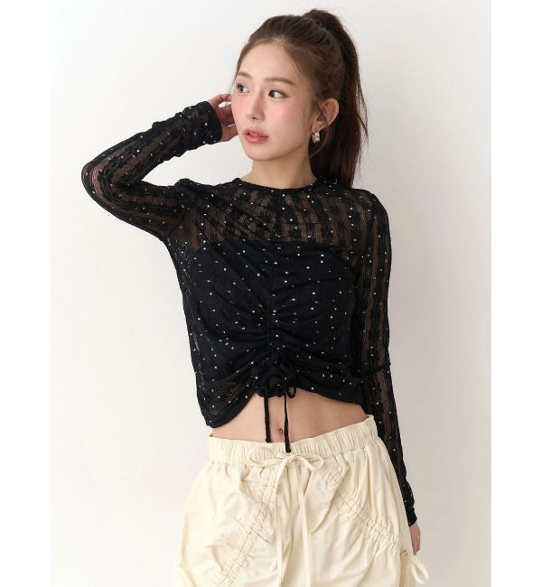 CALNAMUR「ドットフラワージャカードトップス」|Tシャツ・カットソー|