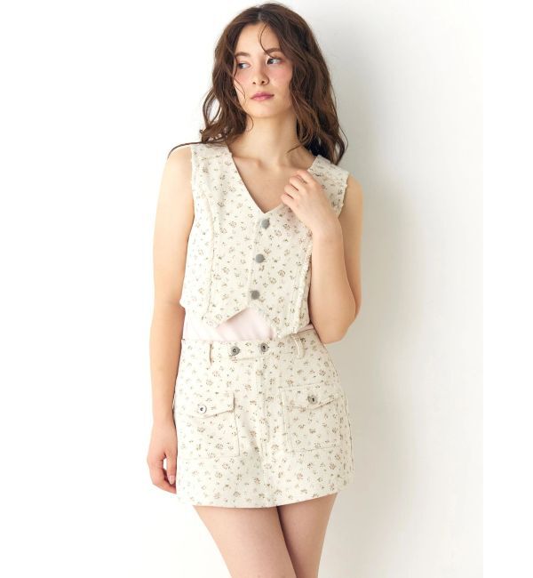 CALNAMUR「ツイルフラワーミニスカパン」|スカート|