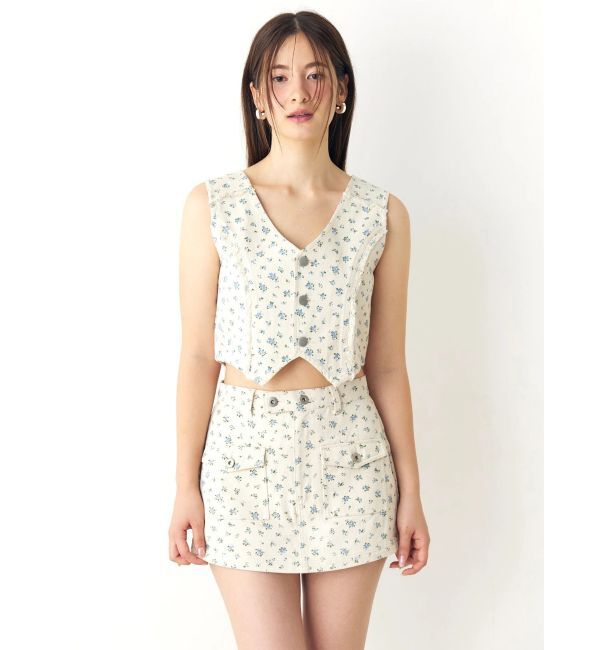 CALNAMUR「ツイルフラワーミニスカパン」|スカート|