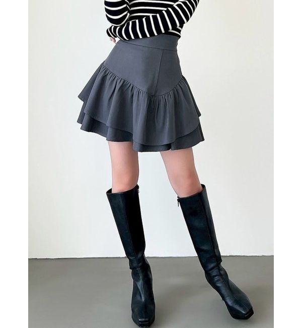 RESEXXY「ラッフルボリュームミニスカート」|スカート|チャコールグレー