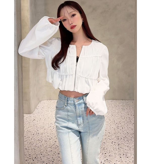 RESEXXY「ギャザークロップドブルゾン」|ブルゾン・スタジャン|