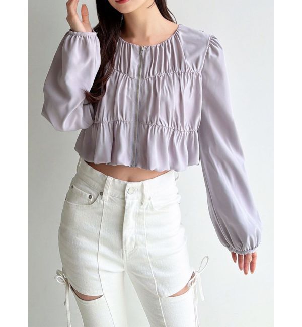 RESEXXY「ギャザークロップドブルゾン」|ブルゾン・スタジャン|ラベンダー