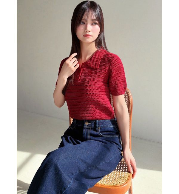 RESEXXY「透かし編みニットポロ」|ニット・セーター|