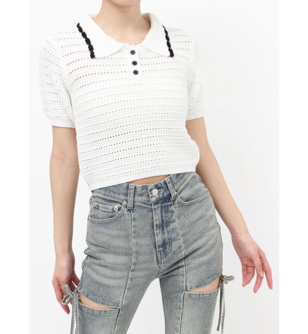 RESEXXY「透かし編みニットポロ」|ニット・セーター|