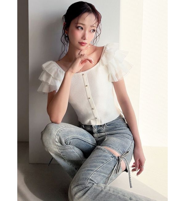 RESEXXY「ショルダーフリルニットトップス」|ニット・セーター|
