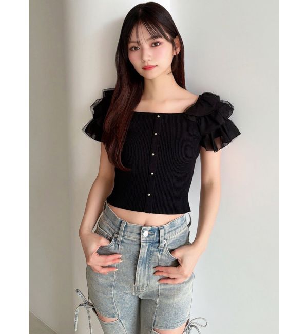 RESEXXY「ショルダーフリルニットトップス」|ニット・セーター|