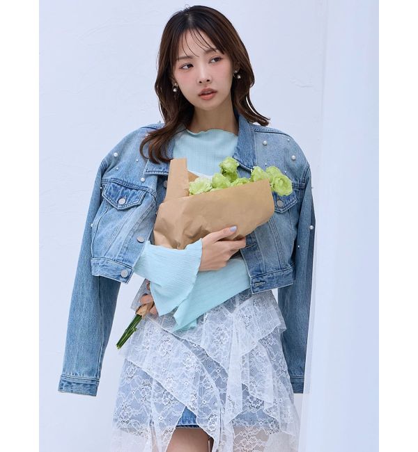 dazzlin「パールデニムショートジャケット」|デニムジャケット|