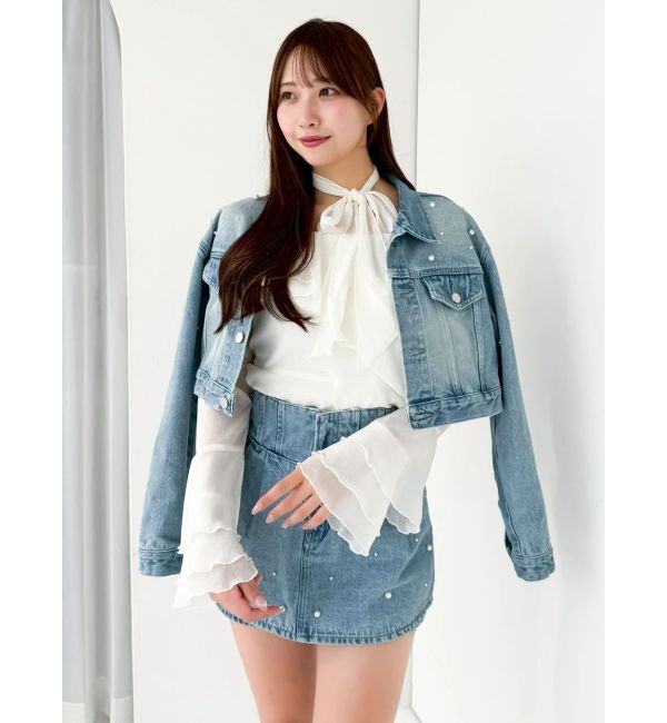 dazzlin「パールデニムショートジャケット」|デニムジャケット|