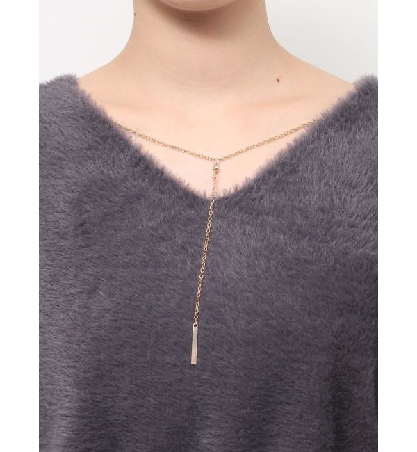 MERCURYDUO「2WAYミニシャギーハーフスリーブネックレス付ミニニットワンピース」|ワンピース|