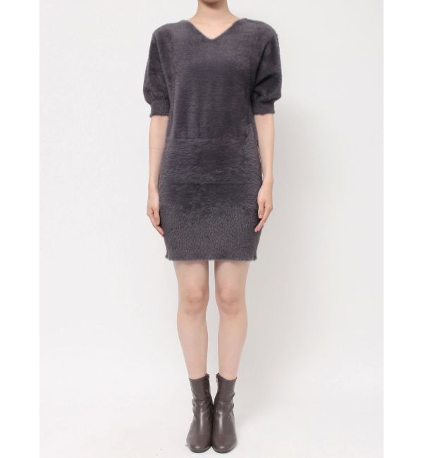 MERCURYDUO「2WAYミニシャギーハーフスリーブネックレス付ミニニットワンピース」|ワンピース|