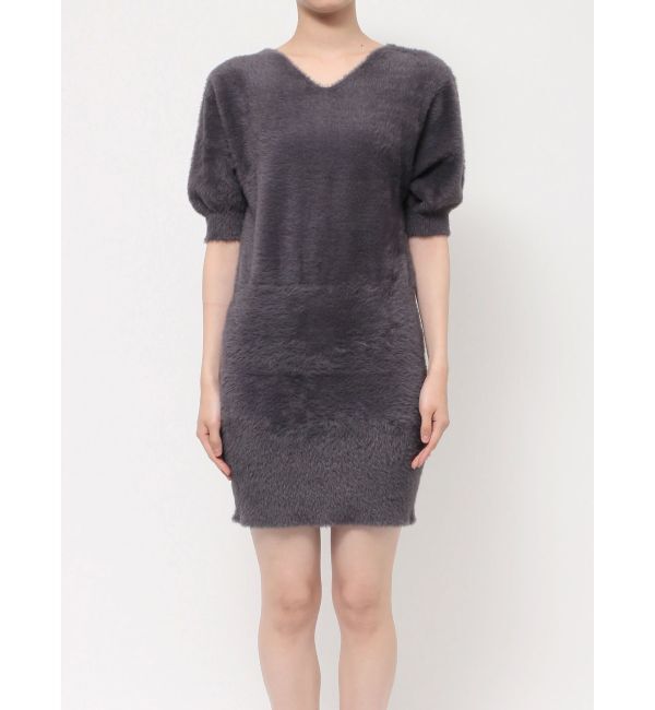 MERCURYDUO「2WAYミニシャギーハーフスリーブネックレス付ミニニットワンピース」|ワンピース|