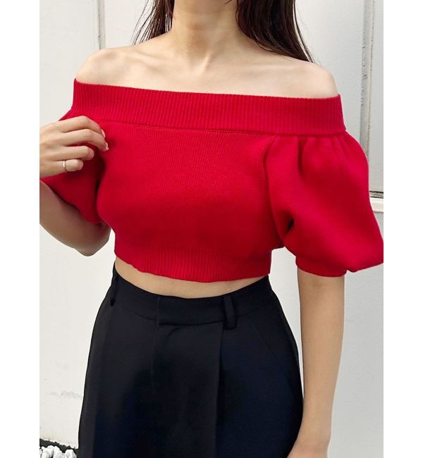 MERCURYDUO「クロップドオフショルダーニット」|ニット・セーター|
