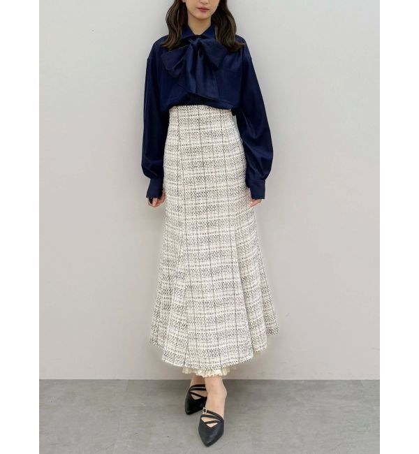 MERCURYDUO「配色ステッチビッグリボンセットシャツ」|シャツ・ブラウス|