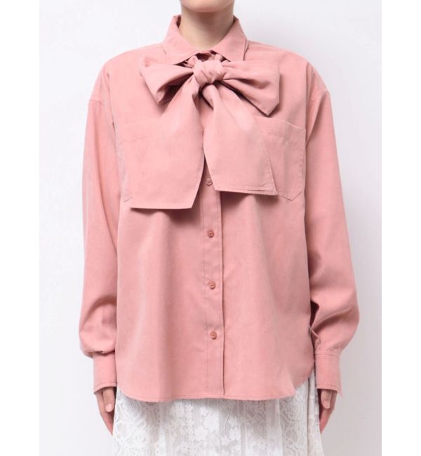 MERCURYDUO「配色ステッチビッグリボンセットシャツ」|シャツ・ブラウス|