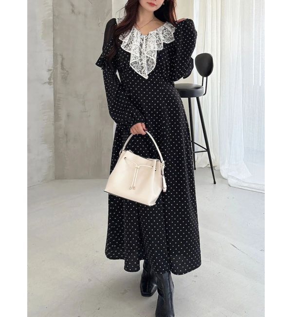 MERCURYDUO「ラッフルカラーパターンワンピース」|ワンピース|ミックス