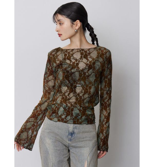 MURUA「フロッキーフラワーシアートップス」|Tシャツ・カットソー|