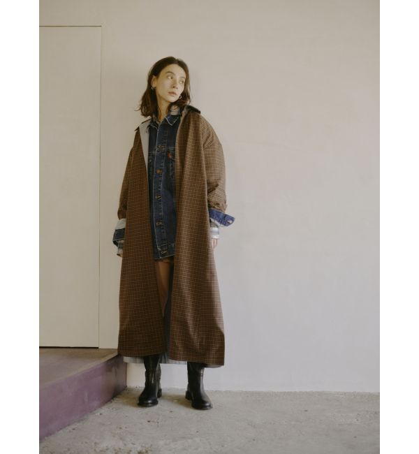 Ungrid「リバーシブルチェックロングコート」|ステンカラーコート|