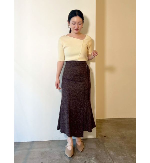 LAGUNAMOON「アシンメトリーリブスリットニットプルオーバー」|ニット・セーター|