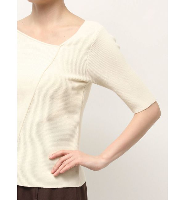 LAGUNAMOON「アシンメトリーリブスリットニットプルオーバー」|ニット・セーター|