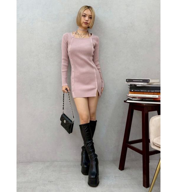 EVRIS「タイトニットミニワンピース」|ワンピース|