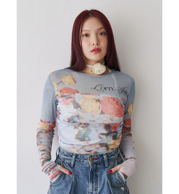 jouetie「フラワーパターンシアートップス」|Tシャツ・カットソー|