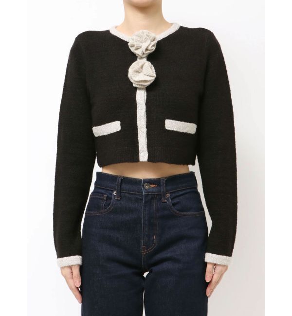 jouetie「バイカラーコサージュカーデ」|カーディガン|