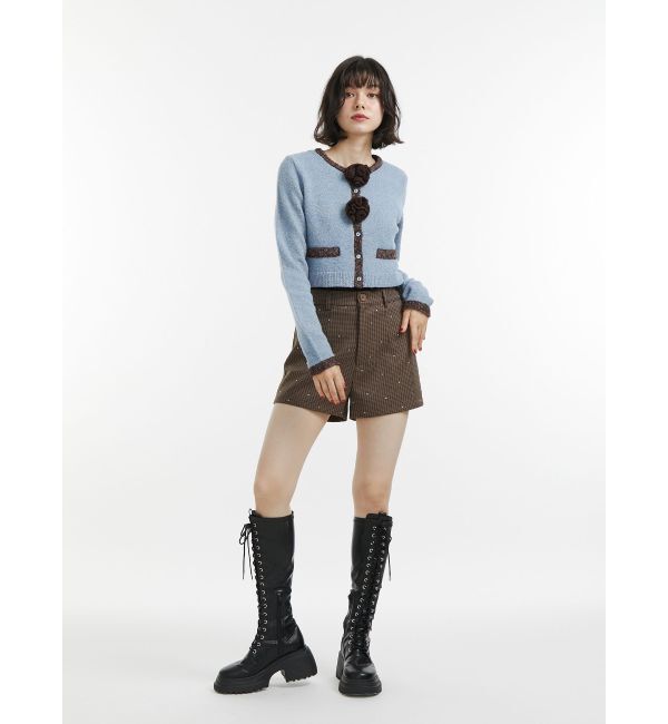 jouetie「バイカラーコサージュカーデ」|カーディガン|