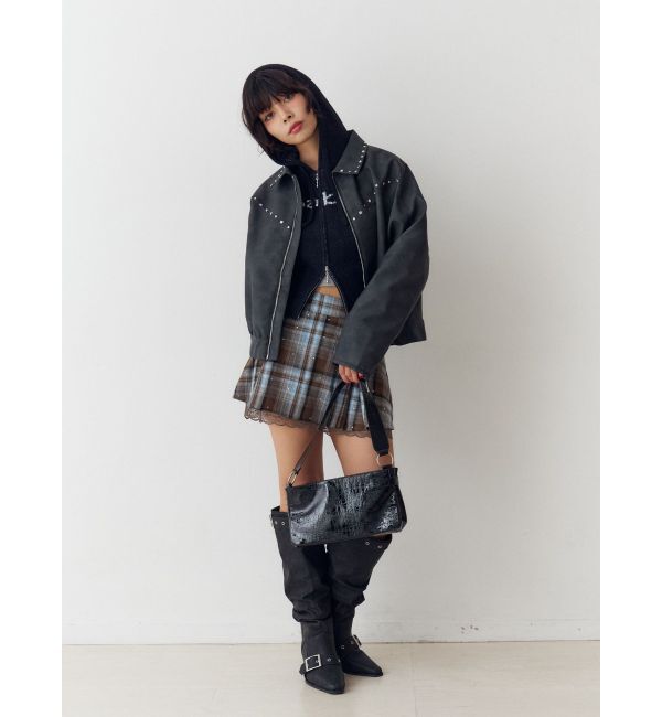 jouetie「ビジューロゴジップコンパクトフーディ」|ニット・セーター|