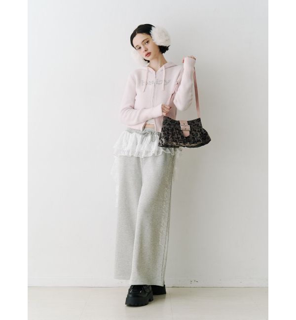 jouetie「ビジューロゴジップコンパクトフーディ」|ニット・セーター|