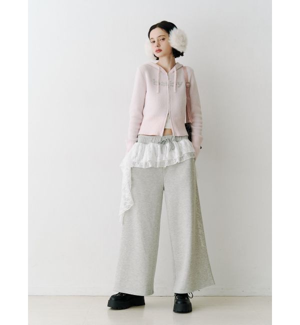 jouetie「ビジューロゴジップコンパクトフーディ」|ニット・セーター|