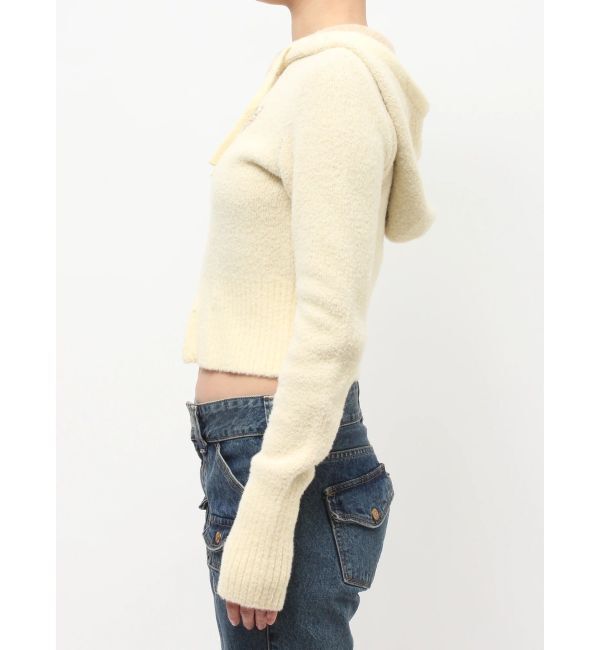 jouetie「ビジューロゴジップコンパクトフーディ」|ニット・セーター|