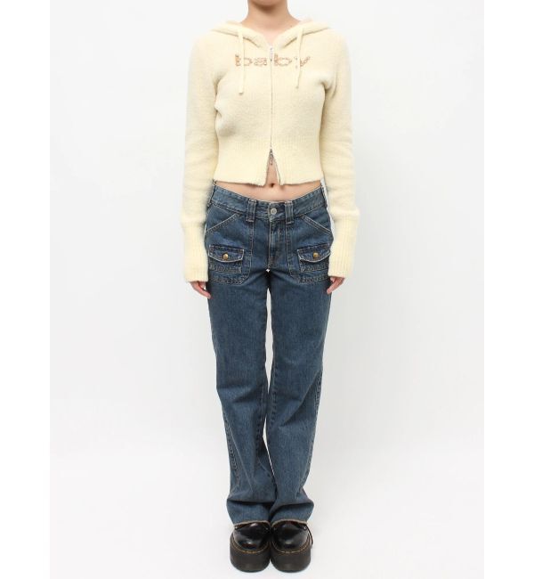 jouetie「ビジューロゴジップコンパクトフーディ」|ニット・セーター|