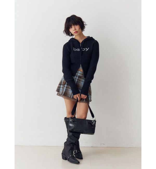 jouetie「ビジューロゴジップコンパクトフーディ」|ニット・セーター|