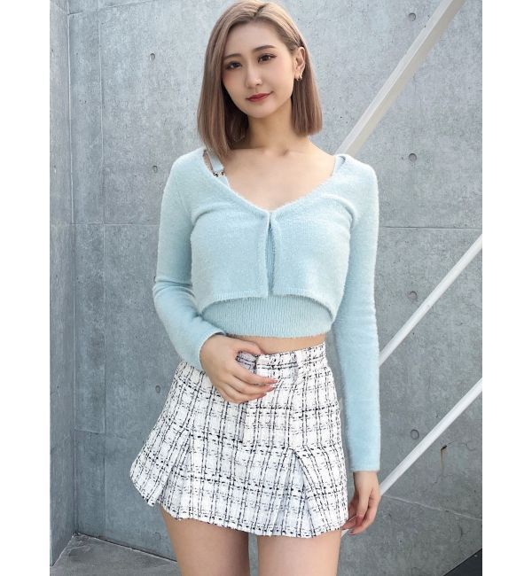 GYDA「Symmetry GYDA embroideryシャギーニットカーディガン【SETUP着用可】」|カーディガン|