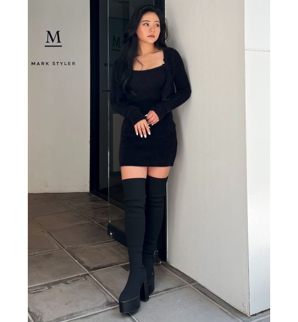 GYDA「Symmetry GYDA embroideryシャギーニットカーディガン【SETUP着用可】」|カーディガン|