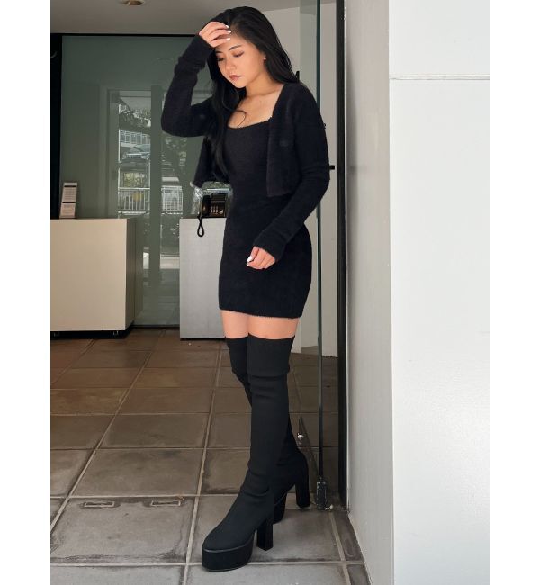 GYDA「Symmetry GYDA embroideryシャギーニットカーディガン【SETUP着用可】」|カーディガン|