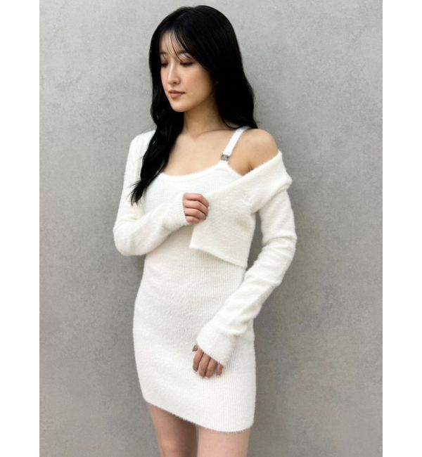 GYDA「Symmetry GYDA embroideryシャギーニットカーディガン【SETUP着用可】」|カーディガン|