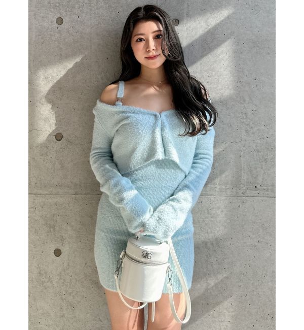 GYDA「Symmetry GYDA embroideryシャギーニットカーディガン【SETUP着用可】」|カーディガン|