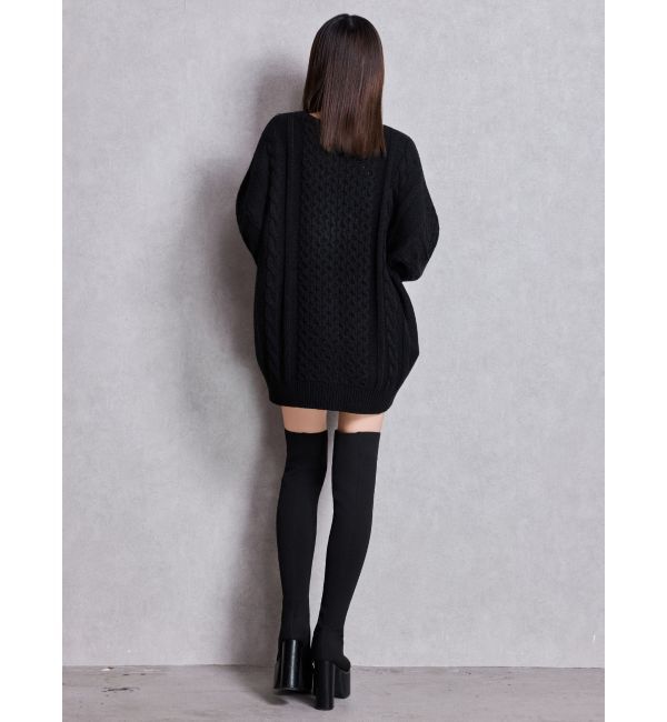 GYDA「チャンキーソール KNEEニットブーツ」|ロングブーツ|